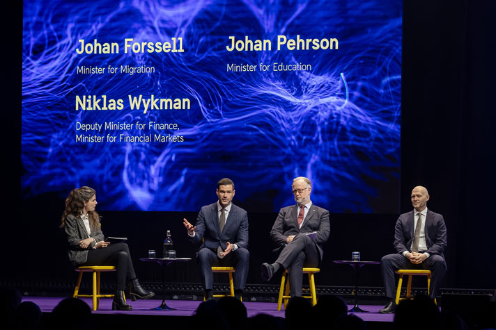 ohan Forssell, Minister for Migration, Johan Pehrson, Minister for Education and Niklas Wykman, Deputy Minister for Finance, Minister for Financial Markets