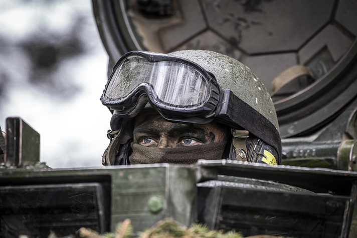 Close-up on a soldiers eyes